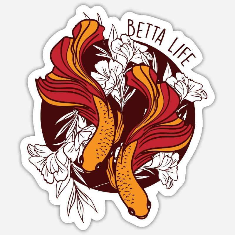 Siamesischer Kampffisch Betta Life - Sticker Größe S (10 x 10 cm) - Mattweiß