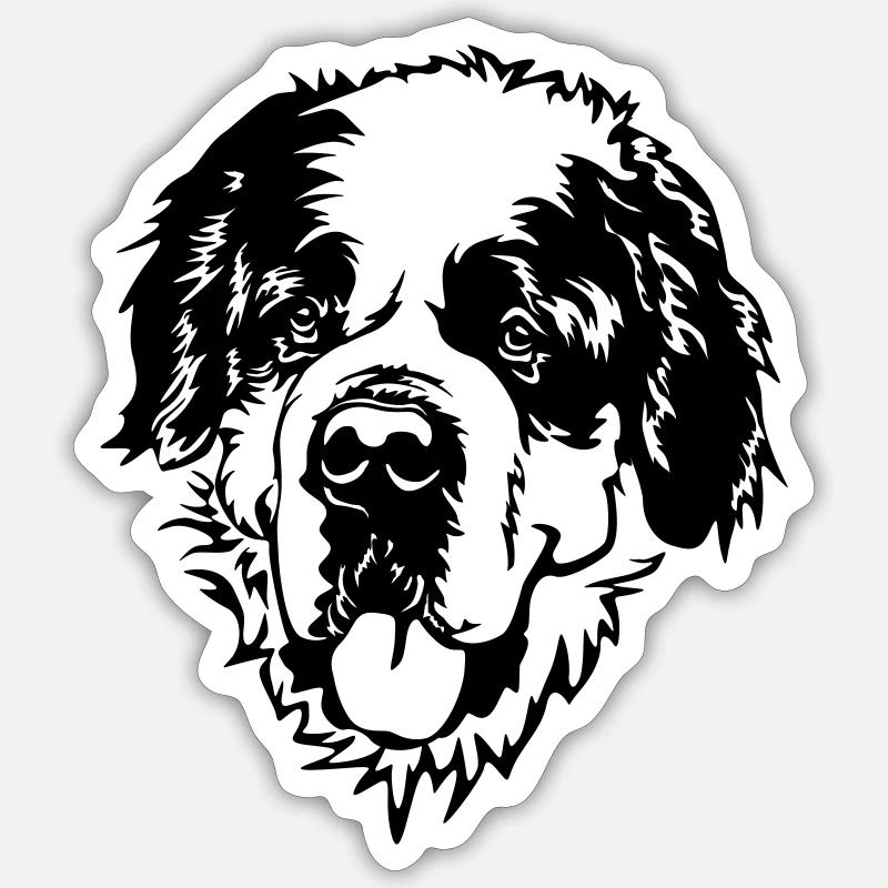 Tête de Saint-Bernard - Sticker taille S (10 x 10 cm) - blanc mat