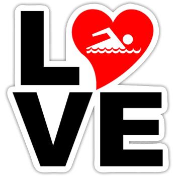 swimming love - Sticker size S (10 x 10 cm) - white matte - Front