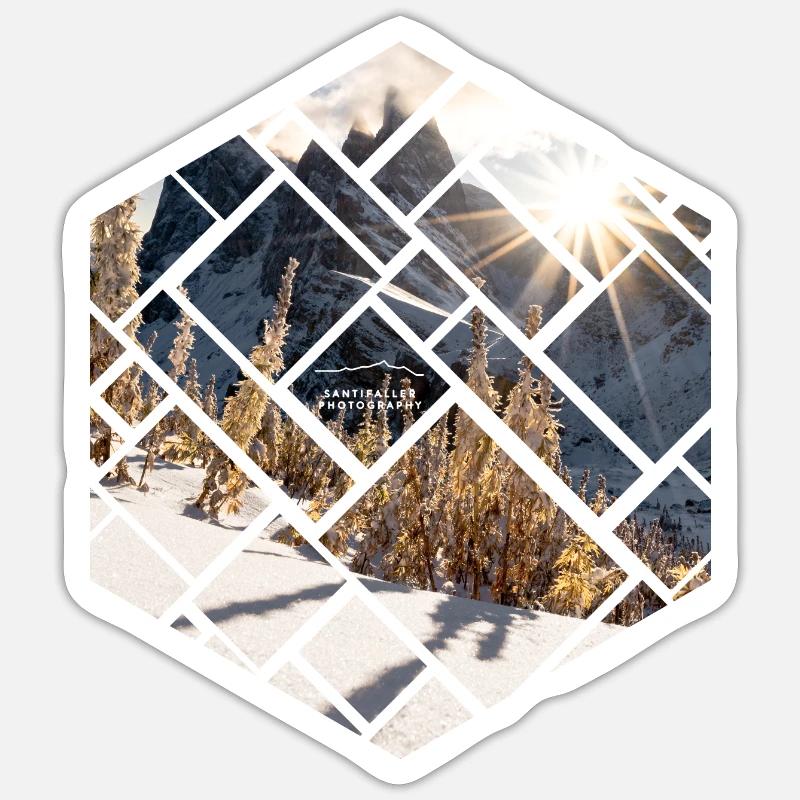 Dolomiten Seceda Winterlandschaft Sticker Größe S (10 x 10 cm)