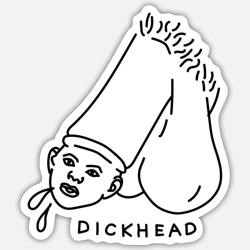 Dickhead - Sticker taille S (10 x 10 cm) - blanc mat