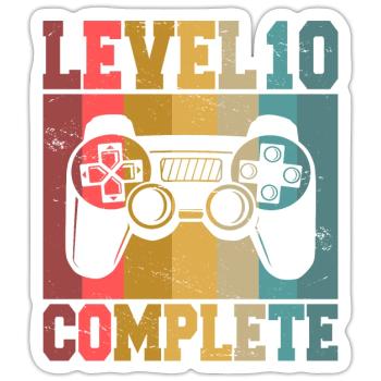Level 10 Complete 10th Birthday Gamer 10 Years - Sticker size S (10 x 10 cm) - white matte - Front