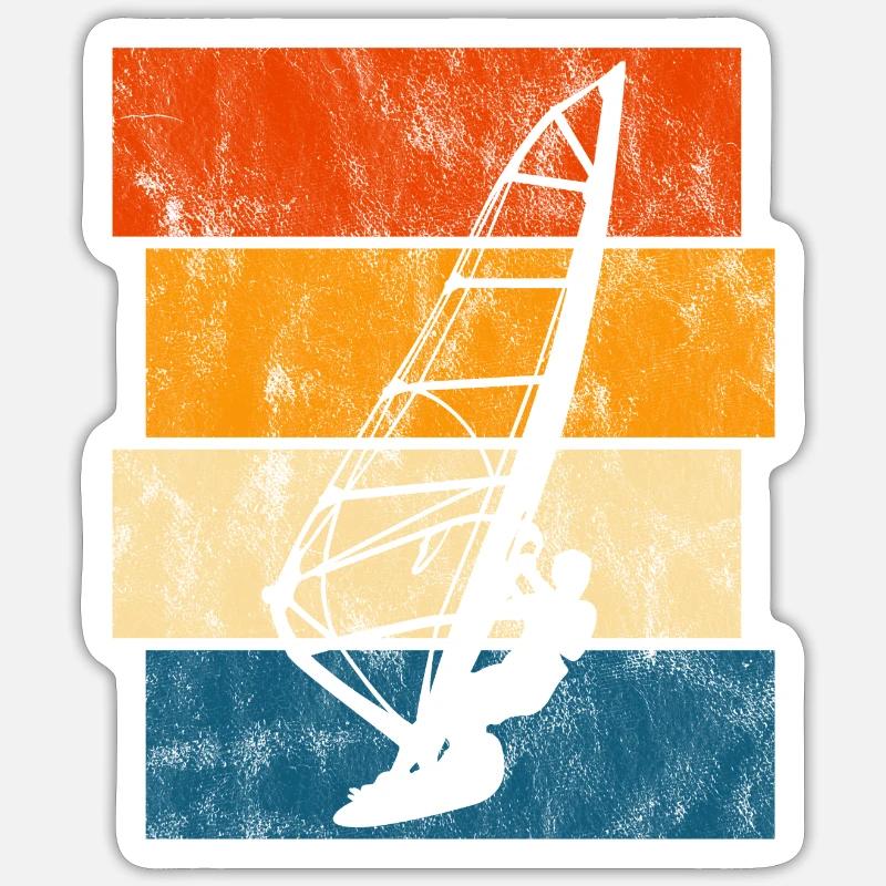 Planche à voile Rétro Planche à voile Windsurf - Sticker taille S (10 x 10 cm) - blanc mat