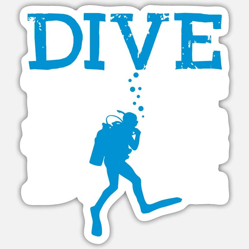 Dive Tshirt Funny - Sticker Größe S (10 x 10 cm) - Mattweiß