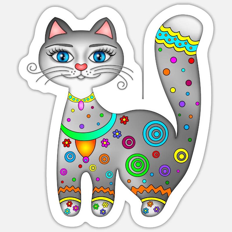 Katze süsses Kätzchen - Sticker Größe S (10 x 10 cm) - Mattweiß