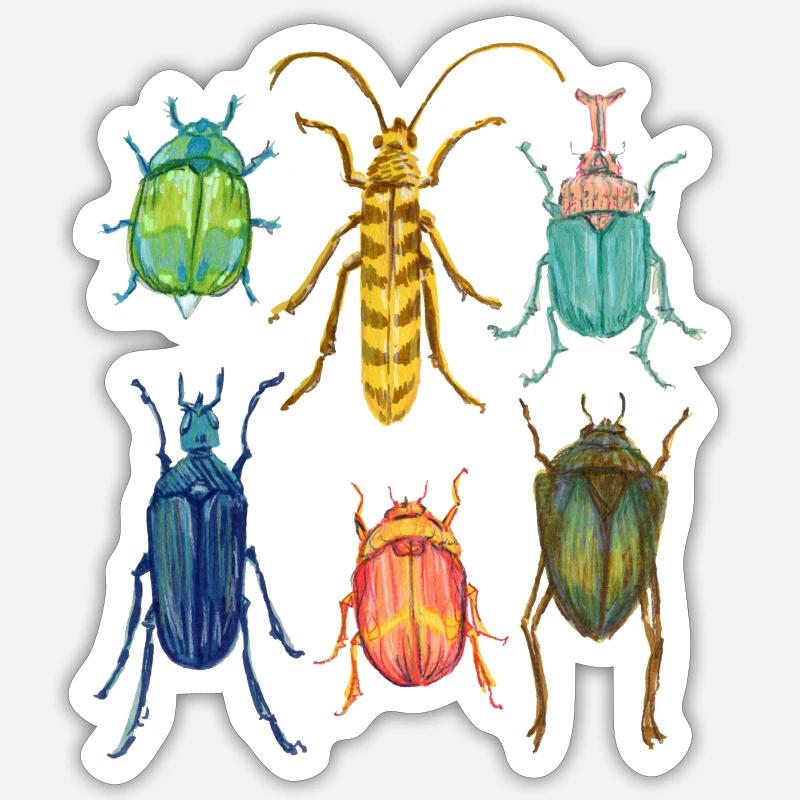 Bunte Kaefer Sammlung - Sticker Größe S (10 x 10 cm) - Mattweiß