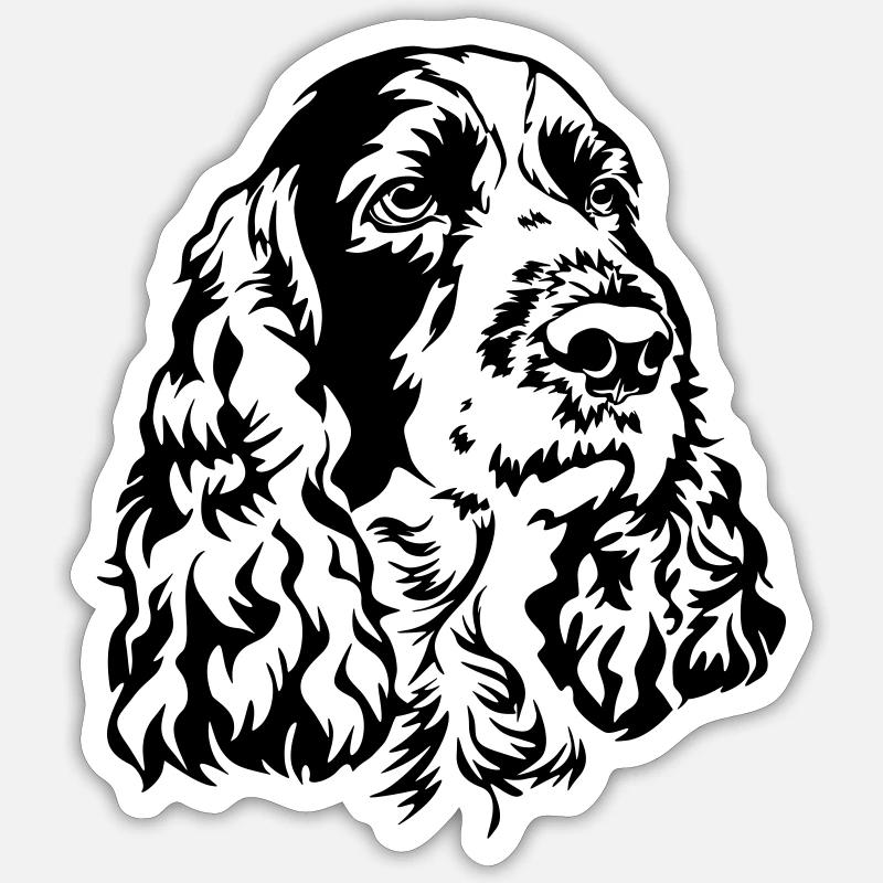 Englischer Springer Spaniel Kopf - Sticker Größe S (10 x 10 cm) - Mattweiß