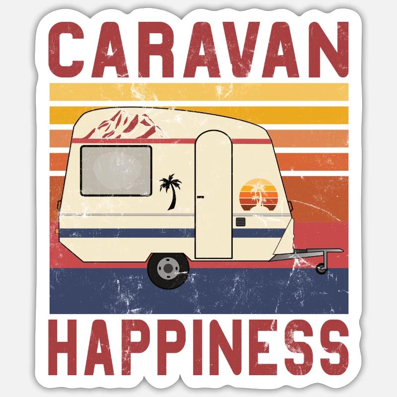 Caravan happiness - Sticker taille S (10 x 10 cm) - blanc mat
