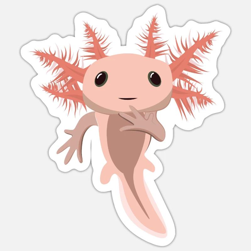 Mignon bébé Axolotl - Sticker taille S (10 x 10 cm) - blanc mat