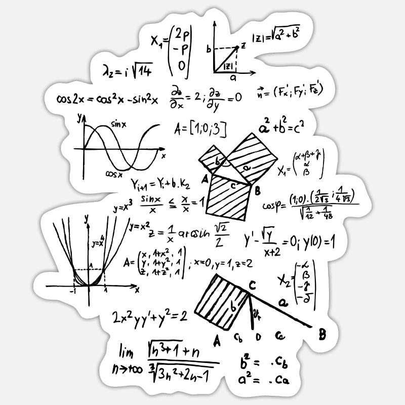 Matematica Matematica Matematica matematica formule matematiche - Sticker formato S (10 x 10 cm) - bianco opaco