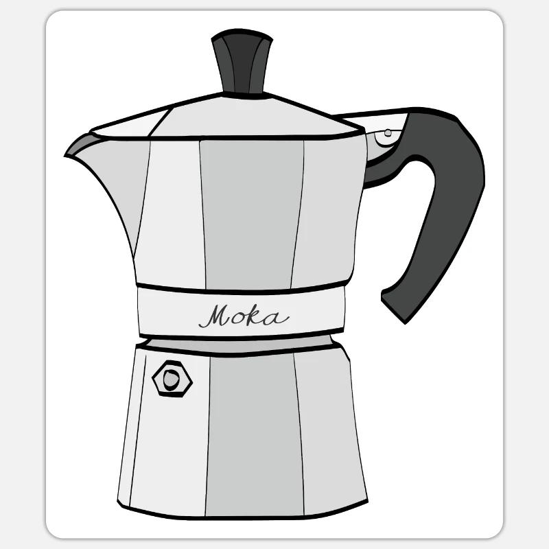 Pot de Moka - Sticker taille S (10 x 10 cm) - blanc mat