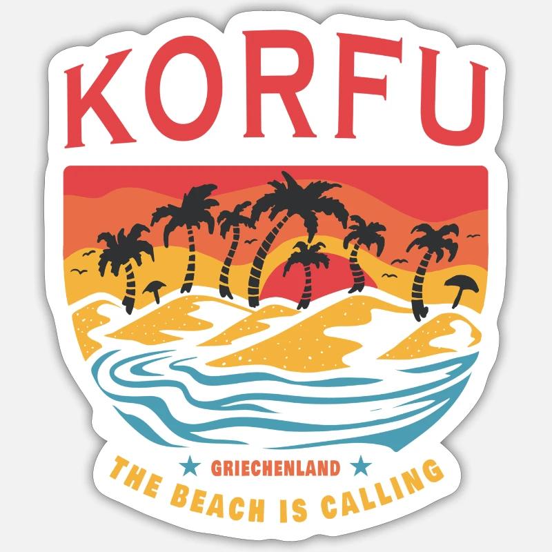 Corfu Greece Beach Design Sticker size S (10 x 10 cm)