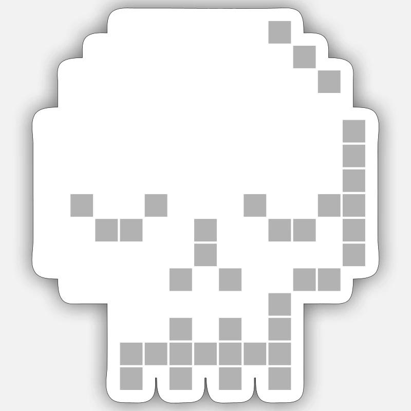 Pixel-Schädel - Sticker Größe S (10 x 10 cm) - Mattweiß