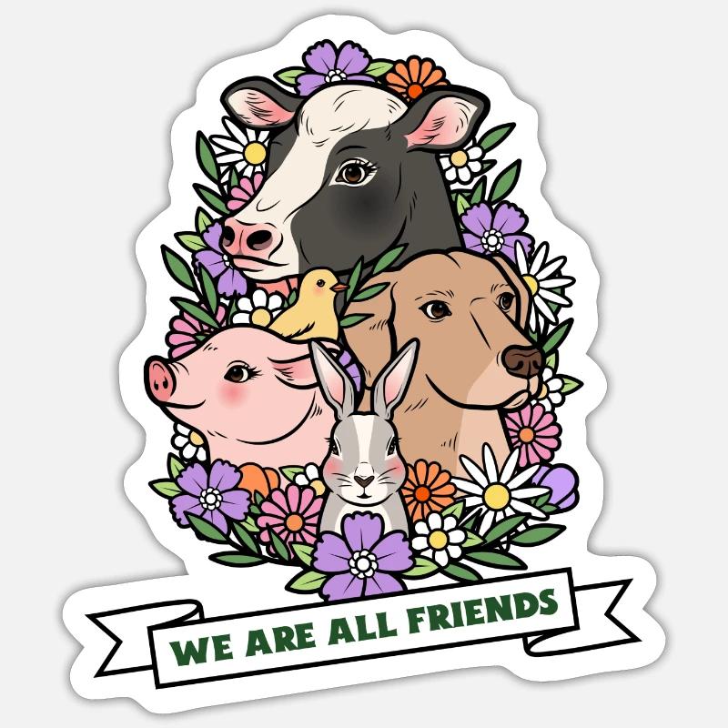WE ARE ALL FRIENDS - Wir sind alle Freunde Sticker Größe S (10 x 10 cm)