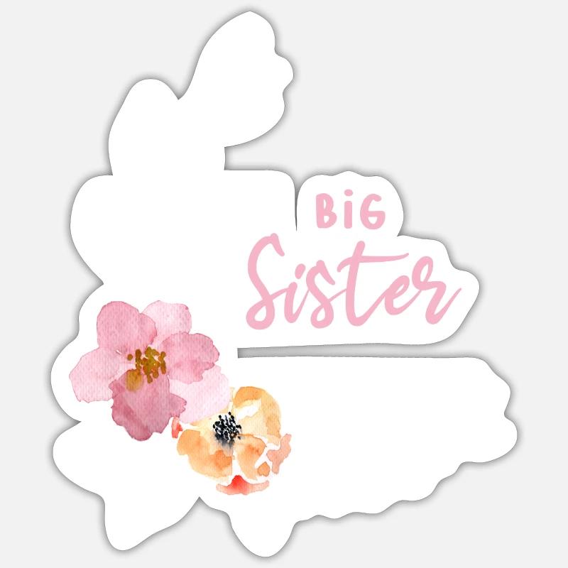 Blumenranke Große Schwester - Sticker Größe S (10 x 10 cm) - Mattweiß