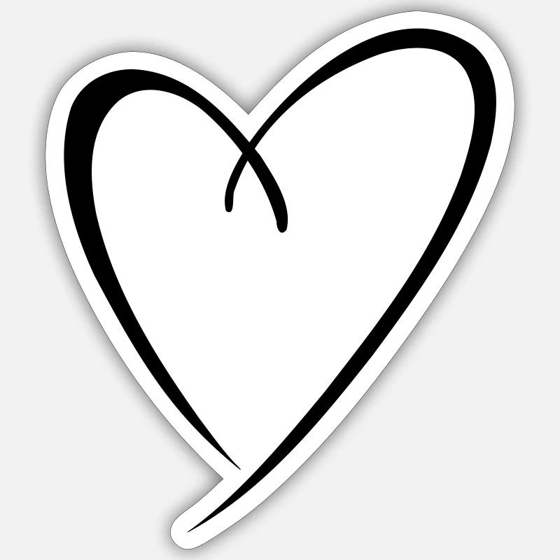 Calligraphy Heart Drawing - Sticker size S (10 x 10 cm) - white matte