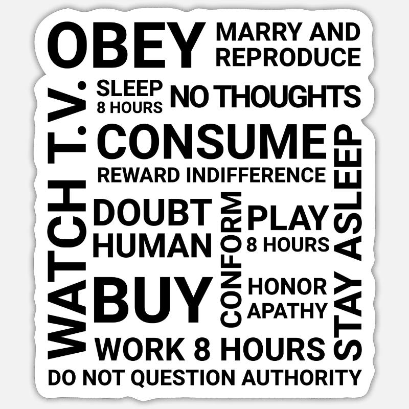 OBÉIR - Sticker taille S (10 x 10 cm) - blanc mat