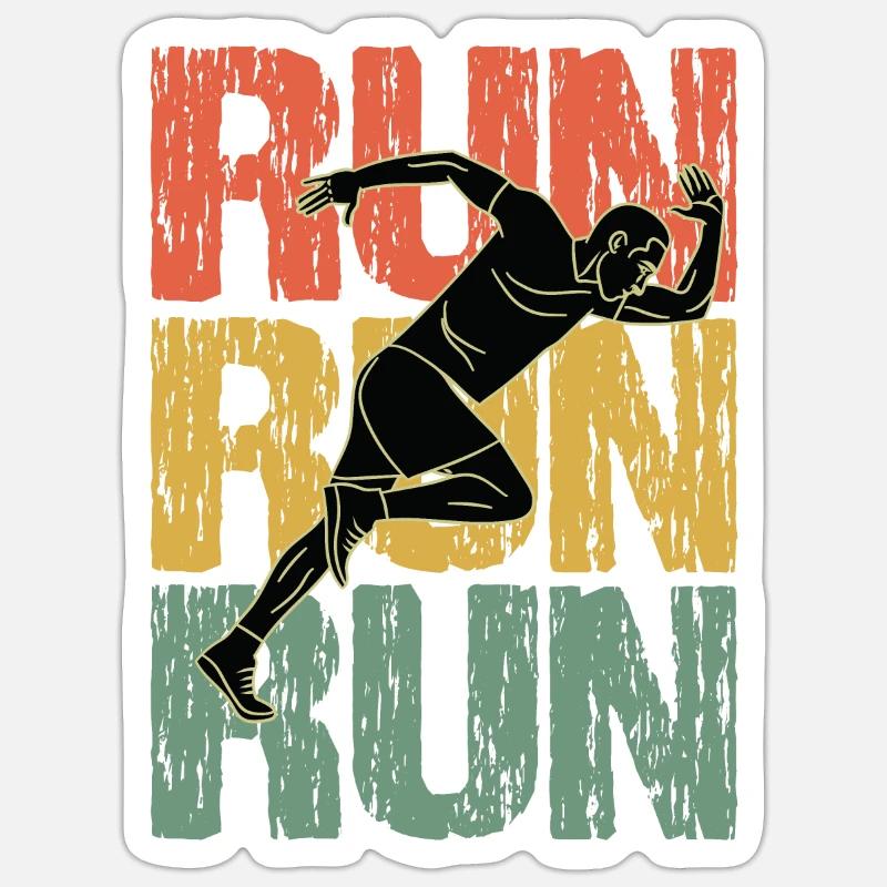 Run Run Run Vintage Running Guy - Sticker size S (10 x 10 cm) - white matte
