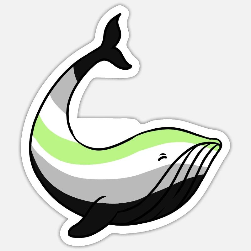 Agender Whale Agender Pride - Sticker size S (10 x 10 cm) - white matte