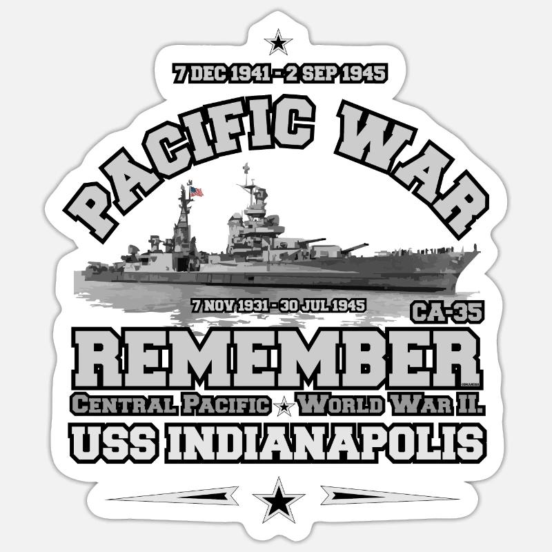 Remember USS Indianapolis CA35 - US NAVY WW2 Sticker taille S (10 x 10 cm)