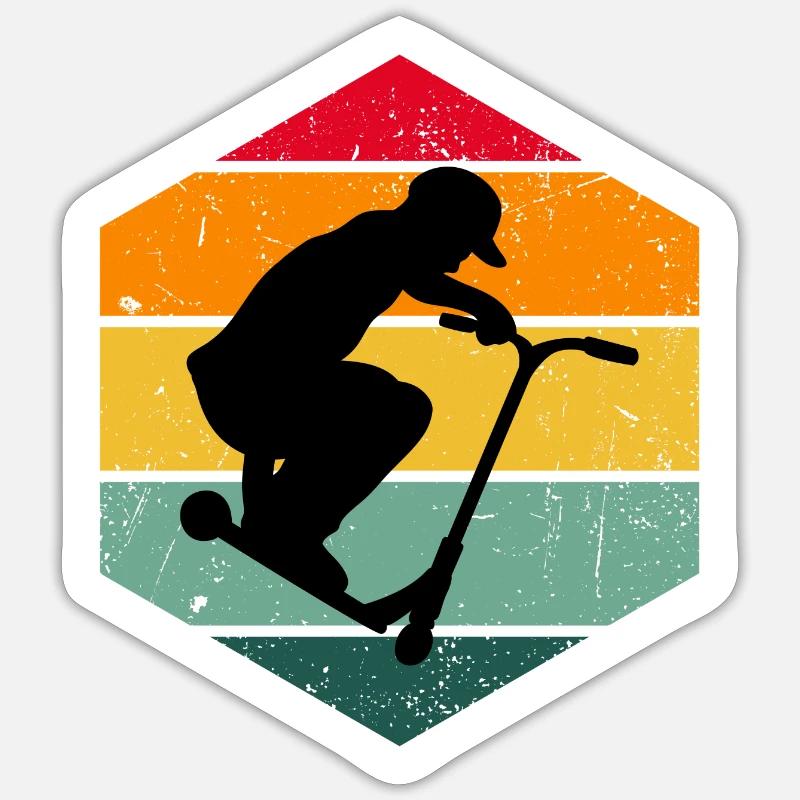 Stunt Scooter Kinder Stunt Roller Tretroller Scoot - Sticker Größe S (10 x 10 cm) - Mattweiß