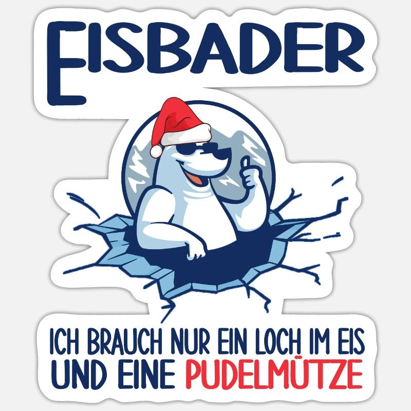 eisbader winterbader pudelmütze eisloch eisbad Sticker Größe S (10 x 10 cm)