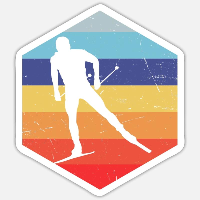 Langlauf Classic Langlauf Klassisch Langlauf - Sticker Größe S (10 x 10 cm) - Mattweiß