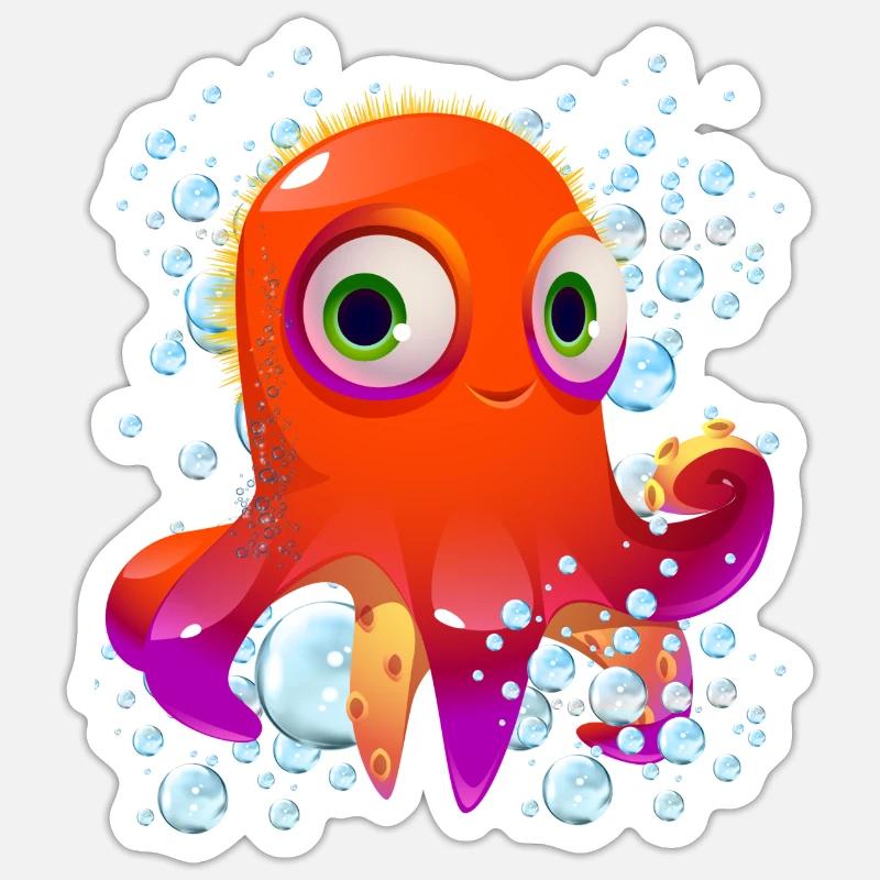 Octopus Bubbles Sticker size S (10 x 10 cm)