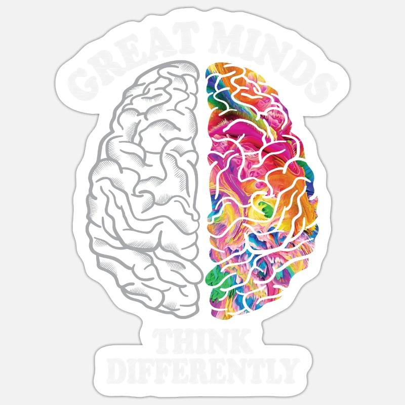 Great Minds Think Differently Creative Brain Sticker size S (10 x 10 cm)