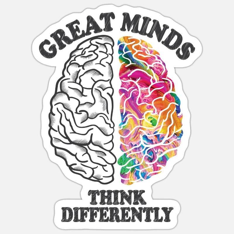 Great Minds Think Differently Creative Brain Sticker size S (10 x 10 cm)