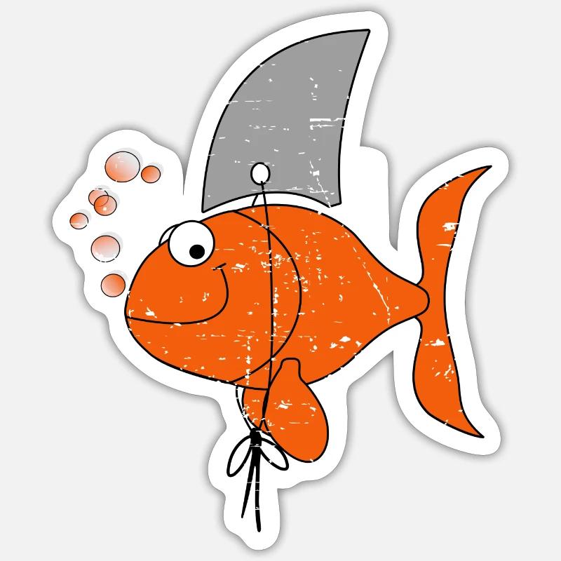 Drôle de poisson - Sticker taille S (10 x 10 cm) - blanc mat