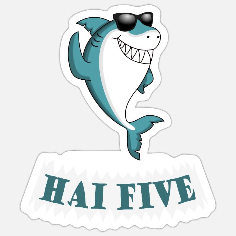 Haifisch High Five oder in dem Fall: HAI FIVE! Sticker Größe S (10 x 10 cm)