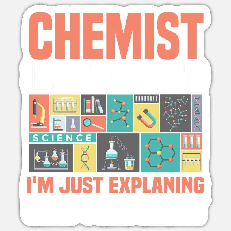 Professeur de chimie - Sticker taille S (10 x 10 cm) - blanc mat