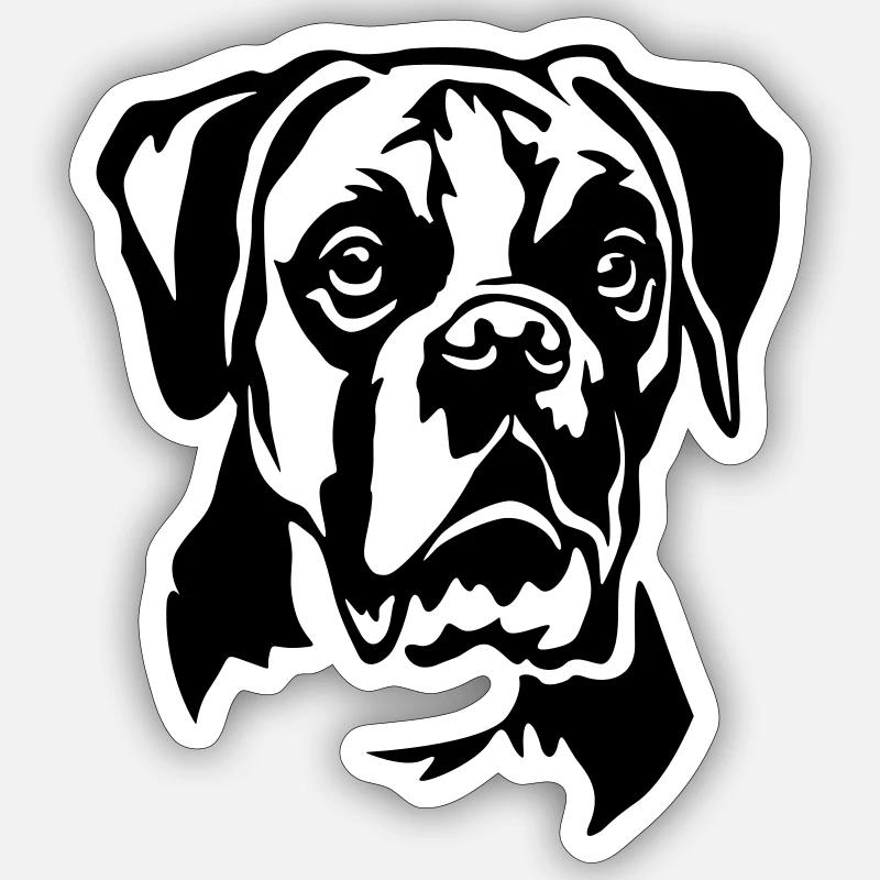 Boxer Head - Sticker size S (10 x 10 cm) - white matte