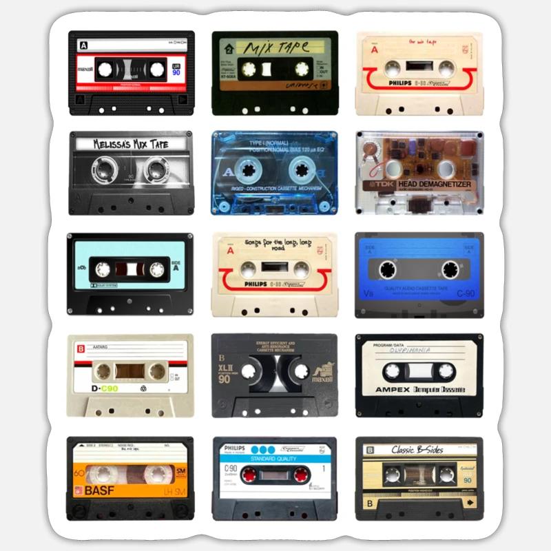 Retro cassettes - Sticker size S (10 x 10 cm) - white matte