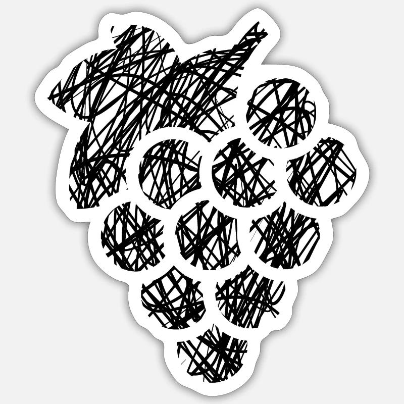 Traube Gekritzel Gemalt Schwarz Geschenkidee - Sticker Größe S (10 x 10 cm) - Mattweiß