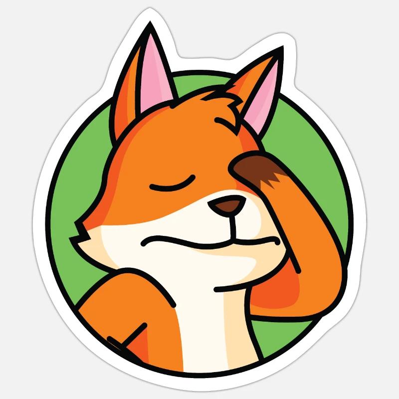 Facepalm Fox - Sticker taille S (10 x 10 cm) - blanc mat