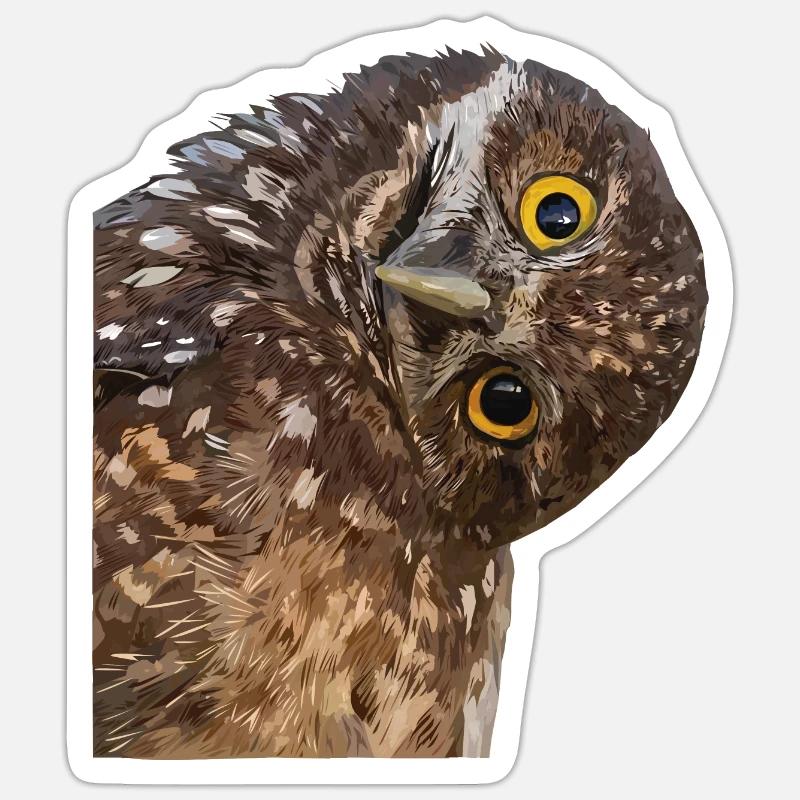 Eule - Sticker Größe S (10 x 10 cm) - Mattweiß