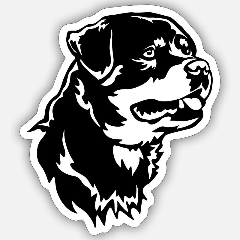 Rottweiler Kopf - Sticker Größe S (10 x 10 cm) - Mattweiß