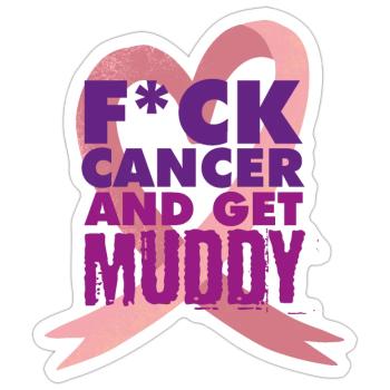 Breast Cancer Run Muddy Run Shirt - Sticker size S (10 x 10 cm) - white matte - Front