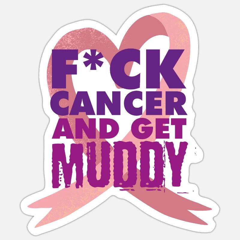 Breast Cancer Run Muddy Run Shirt - Sticker size S (10 x 10 cm) - white matte