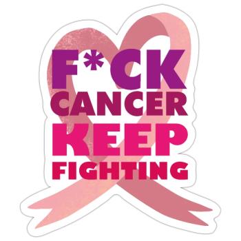 cancer keep fighting kampf krebs rosa schleife - Sticker Größe S (10 x 10 cm) - Mattweiß - Vorne