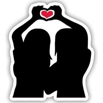 Handherz Silhouette Girlfriends - Sticker size S (10 x 10 cm) - white matte - Front