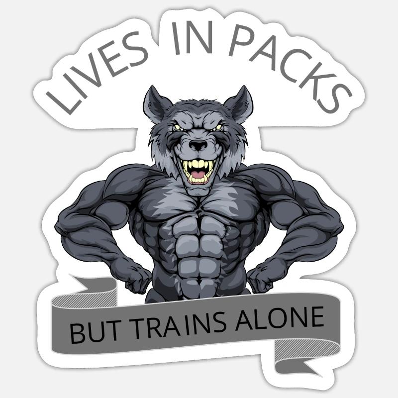 THE WOLF TRAINS ALONE - Sticker Größe S (10 x 10 cm) - Mattweiß