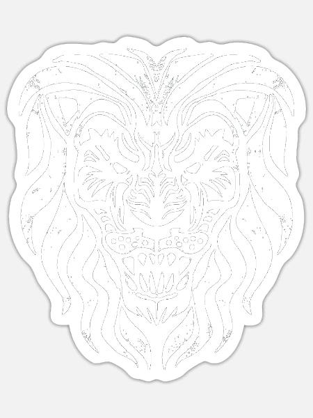 Löwe | Tier | Raubtier | Brüllen - Sticker Größe S (10 x 10 cm) - Mattweiß