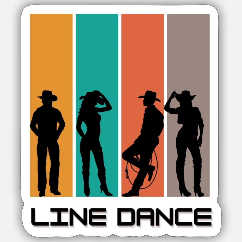 Figuren Line Dance 2 - Sticker Größe S (10 x 10 cm) - Mattweiß