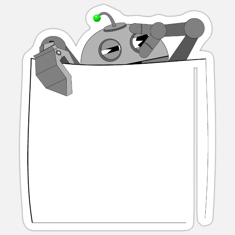 Kleiner Roboter in der Hemdtasche Sticker Größe S (10 x 10 cm)