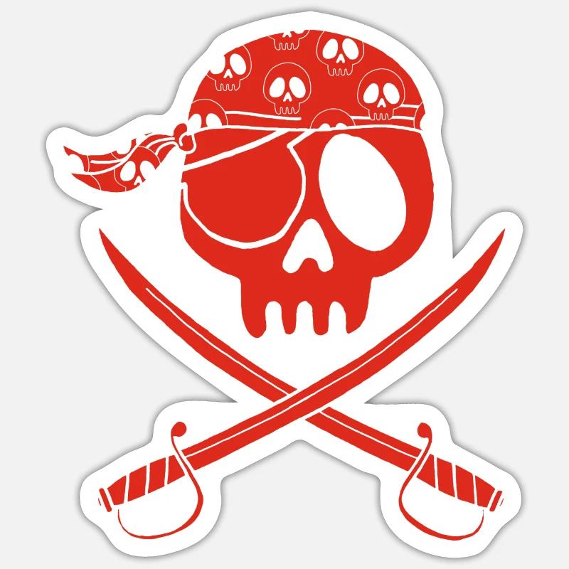 Roter Piratenschädel Sticker Größe S (10 x 10 cm)