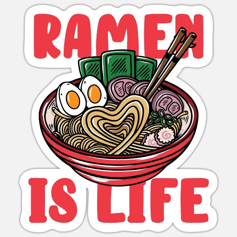 Ramen, c’est la vie - Sticker taille S (10 x 10 cm) - blanc mat