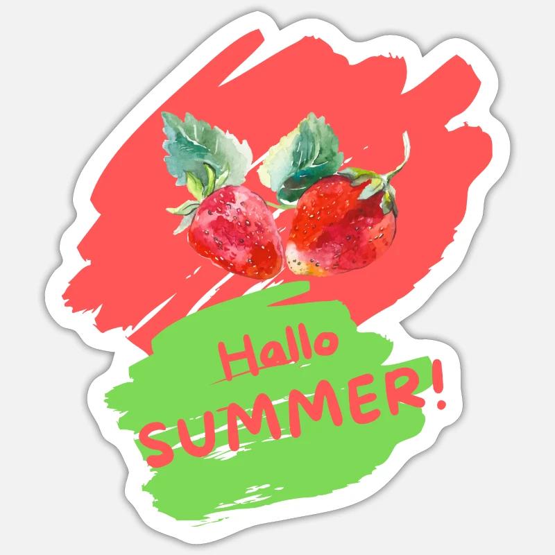 Sommer Essen Erdbeere Ferien - Sticker Größe S (10 x 10 cm) - Mattweiß